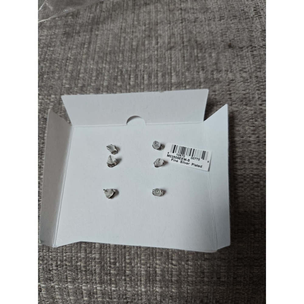Sliver Lucky Charm Earring Set- Clover Horseshoe & Green Gem Studs Inspirational - Picture 3 of 3
